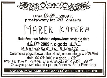 Ostatnie poegnanie straaka Marka Kapery