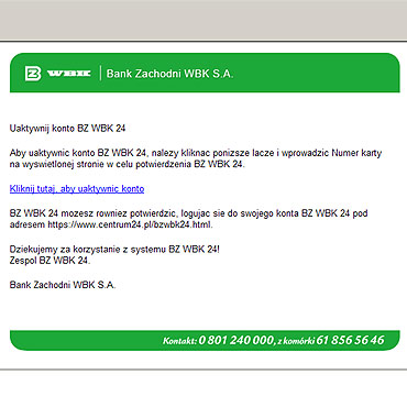 Oszuci podaj si za bank BZ WBK