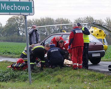 O may wos od kolejnej tragedii. Rowerzysta w szpitalu