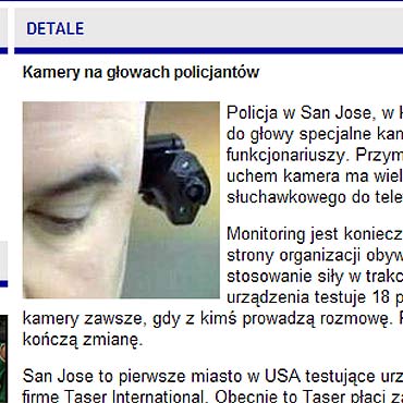 Kamery na gowach policjantw