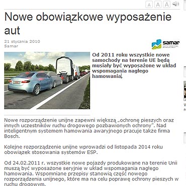 Nowe obowizkowe wyposaenie aut