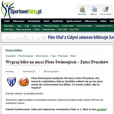 Wygraj bilet na mecz Flota winoujcie - Znicz Pruszkw