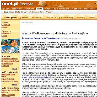 O winoujciu w portalu Onet 