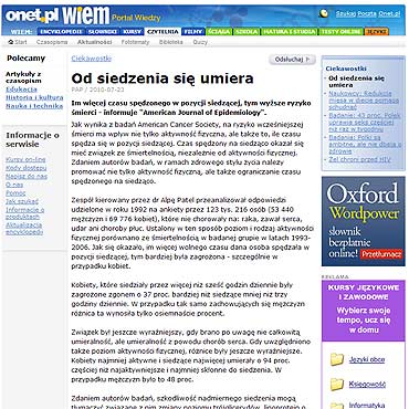 Od siedzenia si umiera