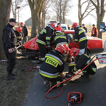 Tragedia pod Trzebieszewem. Zgin po uderzeniu w drzewo