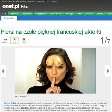 Piersi na czole pięknej francuskiej aktorki