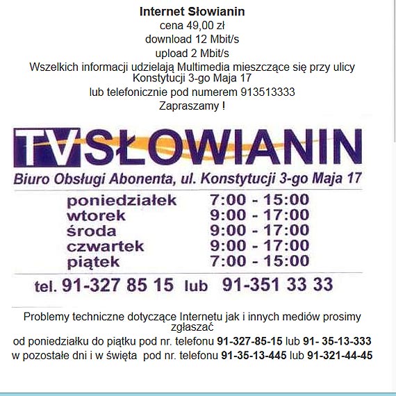 Problemy techniczne z internetem mona zgasza take w wita