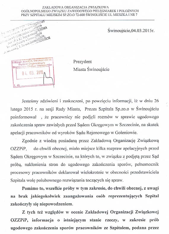 Krystyna Dolata: Dyrektor szpitala ukrywa brak zaangaowania