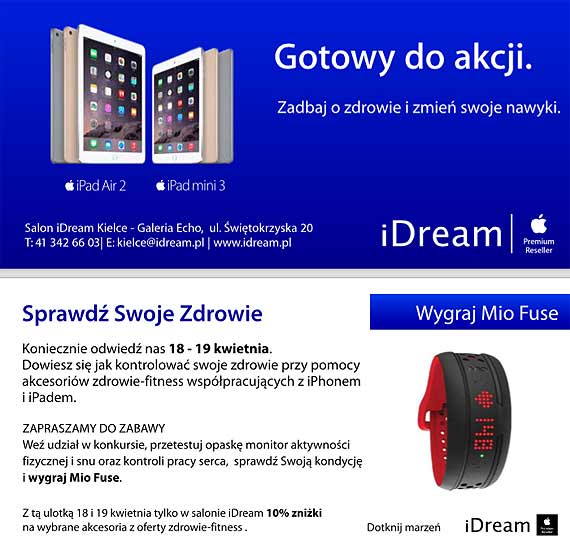  iDream, posiadajcy salon w szczeciskiej Galerii Kaskada, przeprowadzi akcj „yj zdrowo!”