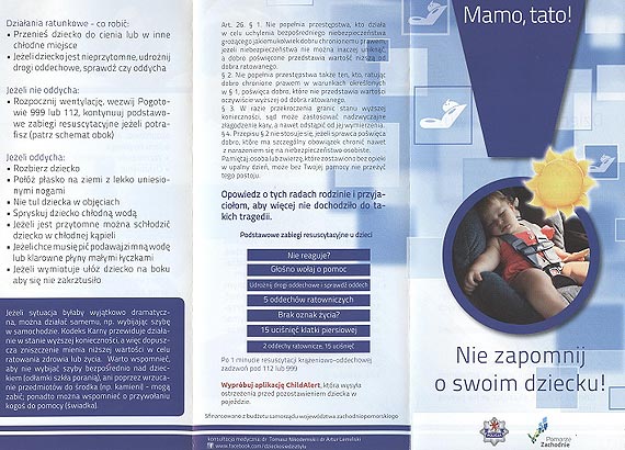 "Mamo, tato! Nie zapomnij o swoim dziecku"- akcja lekarzy i zachodniopomorskich policjantw