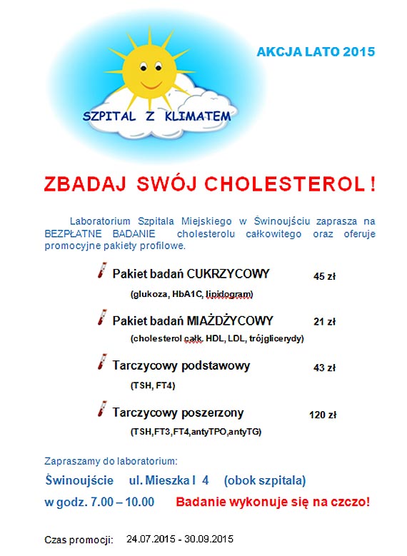 Szpital miejski. Cholesterol za darmo, inne badania duo taniej