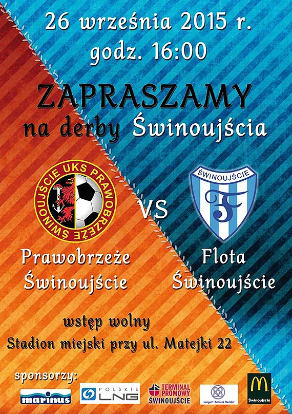 Prawobrzee- Flota 26 wrzenia godz. 16.00 Stadion Miejski w winoujciu ul.Matejki