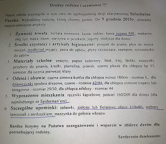 Czytelnik: Najpotrzebniejsze artykuy to srebrny acuszek z serduszkiem oraz pociel ze Spiderman'em?