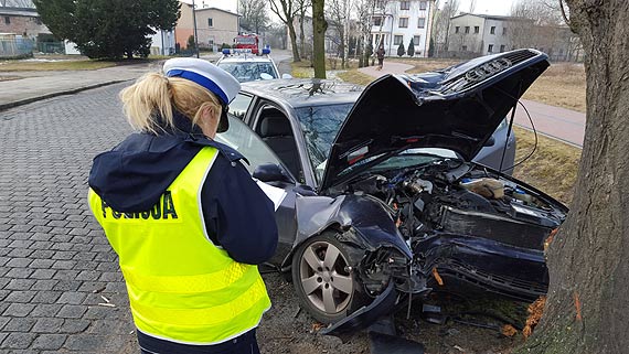 Powany wypadek na Barlickiego! Audi uderzyo w drzewo!