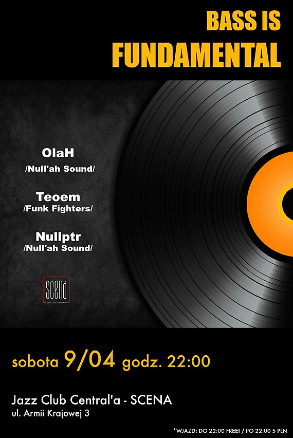 BASS IS FUNDAMENTAL // OlaH / NULLPTR / TEOEM / // Liquid / Jungle / Reggae / Bass // 100% Vinyl // Jazz Club Central'a - SCENA