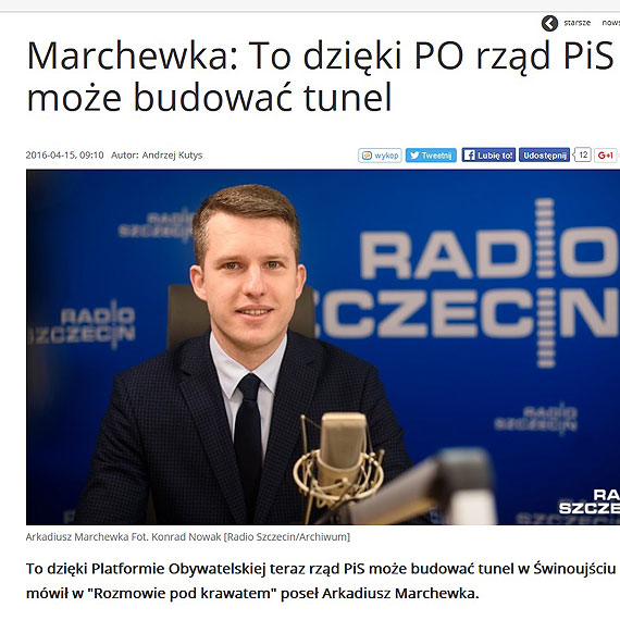 Marchewka: To dziki PO rzd PiS moe budowa tunel