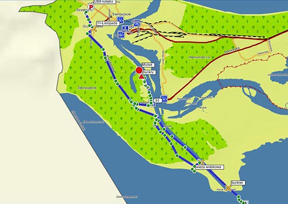Wycieczka rowerowa o dugoci 38 km, na trasie WINOUJCIE-KARSIBORSKIE PAPROCIE-FALOCHRON-MULNIK-WINOUJCIE ze wirami