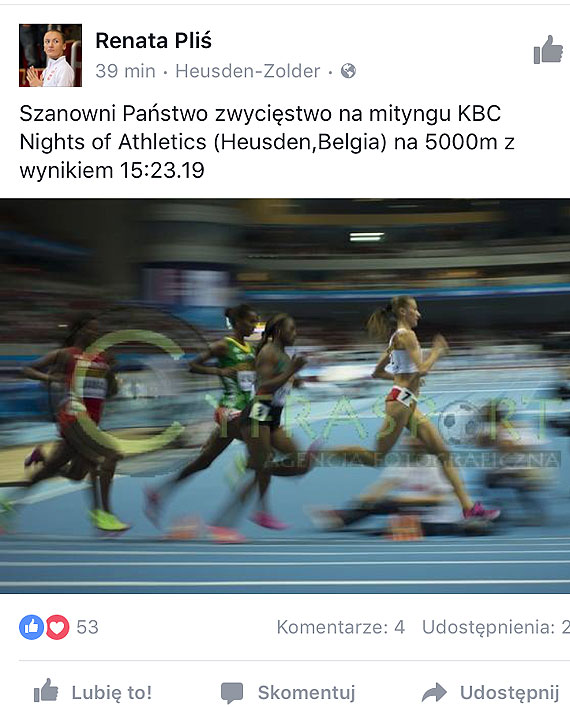 Na mityngu w Belgii Renata Pli nie daa szans rywalkom! Zwyciya w biegu na 5000 metrw