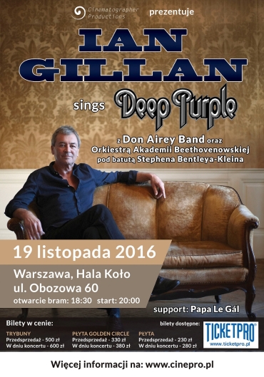 19 listopada 2016 Warszawa - Hala Koo - IAN GILLAN sings Deep Purple