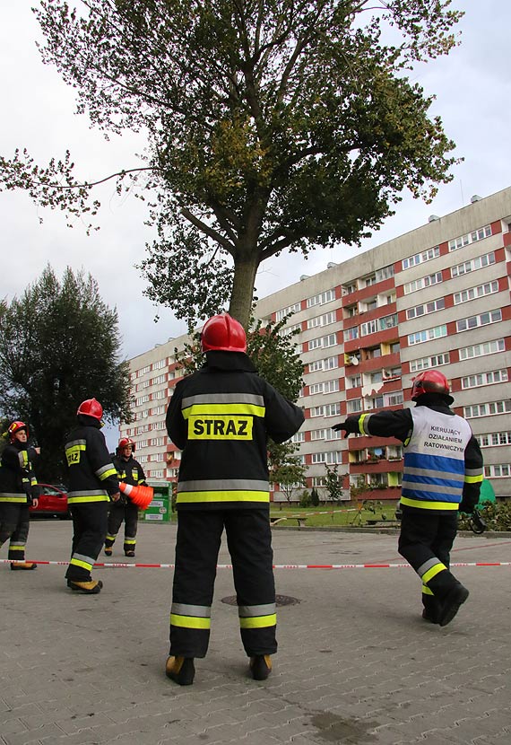 Straacy wraz z policjantami chroni samochody przed spadajcymi gaziami!