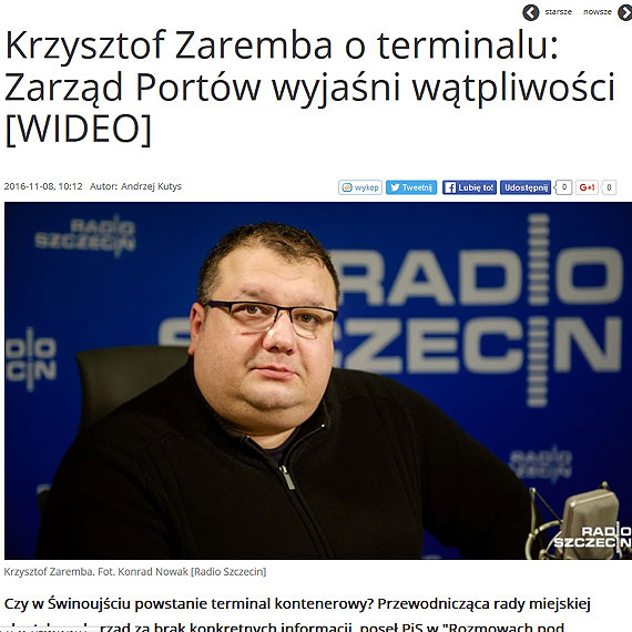 Krzysztof Zaremba o terminalu: Zarzd Portw wyjani wtpliwoci