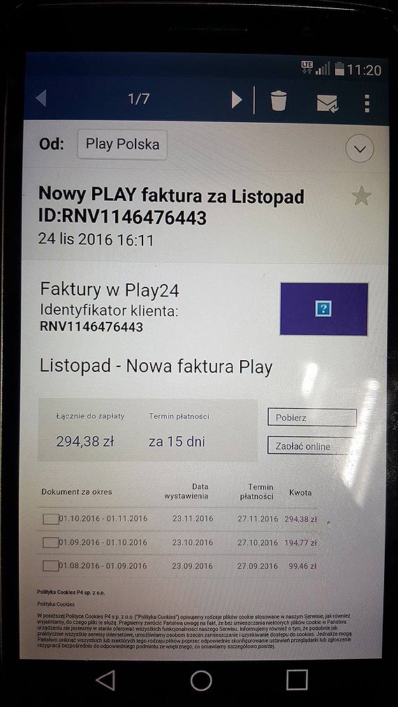 Pani Zdzisawa bdc w sieci Plus, otrzymaa fikcyjn faktur od „Play Polska” na blisko 300 zotych!