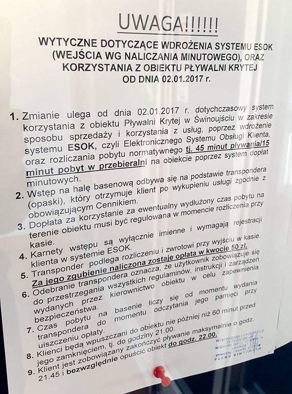 Transpondery, nowy cennik i dodatkowe opaty za przekroczenie czasu pobytu na pywalni. Krok w przyszo czy strza w kolano?