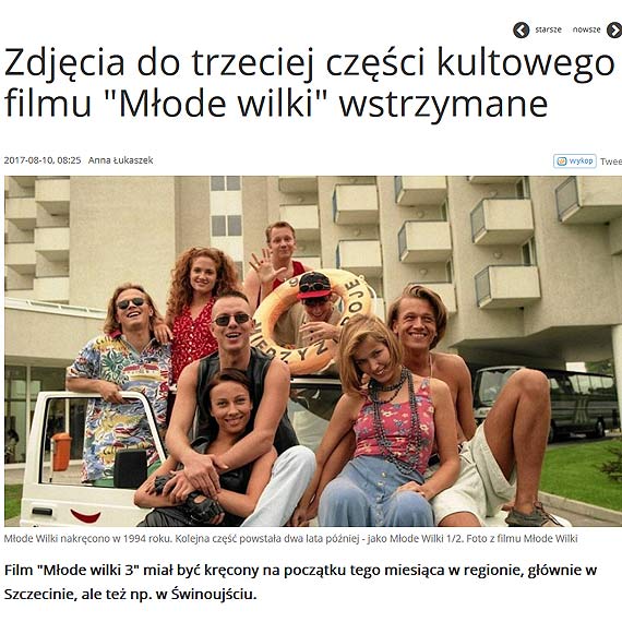 Zdjcia do trzeciej czci kultowego filmu „Mode Wilki” wstrzymane 