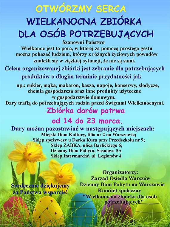 Wielkanocna zbirka dla osb potrzebujcych