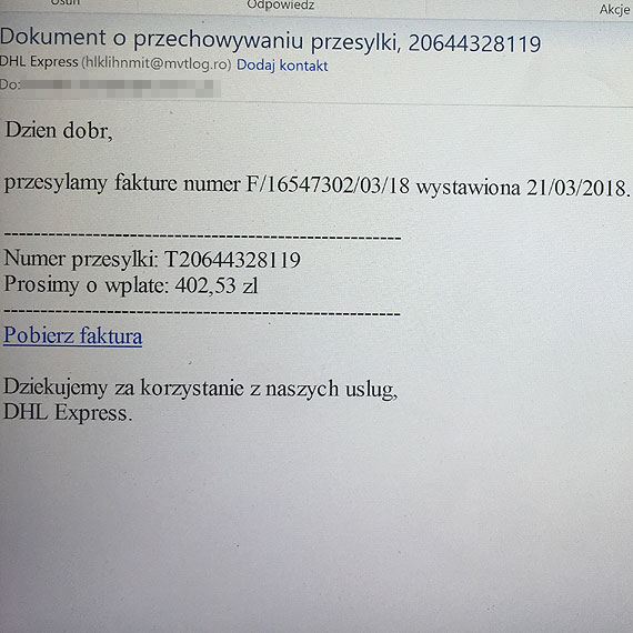 Uwaga na faszywe maile! Chwila nieuwagi grozi zainfekowaniem Waszego komputera!