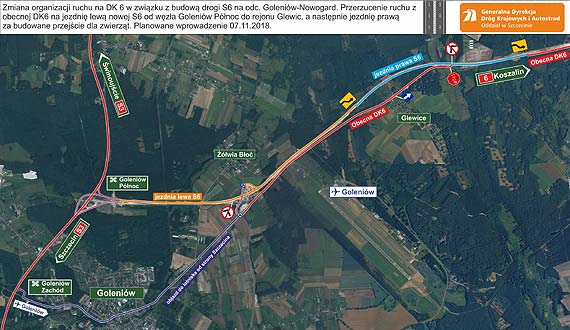 Zmieni si sposb dojazdu do lotniska Szczecin-Goleniw - zmiana organizacji ruchu w zwizku z budow S6