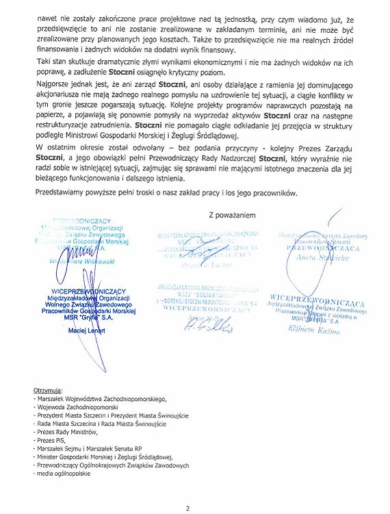 Pracownicy Morskiej Stoczni Remontowej „Gryfia” S.A. walcz o swoje miejsce pracy