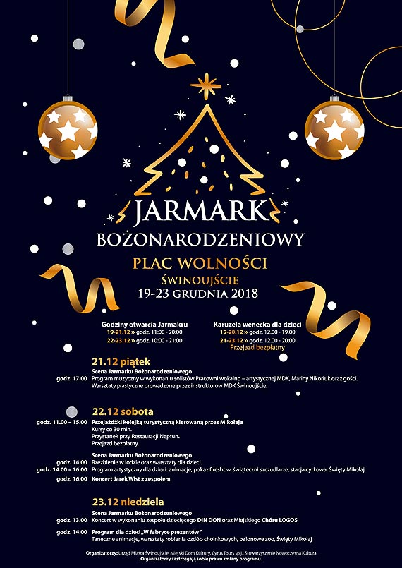 Szczegowy program Jarmarku Boonarodzeniowego 2018