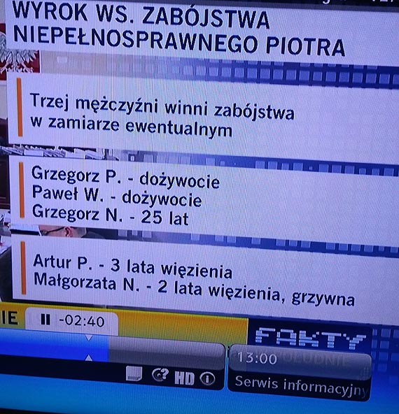 Jest wyrok w sprawie zamordowanego Piotrka