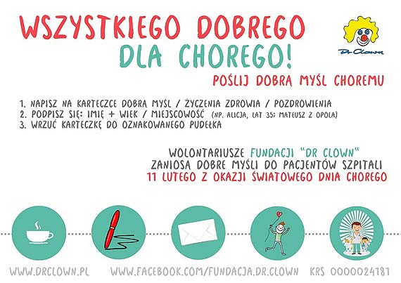 Wszystkiego dobrego dla chorego! Napisz list do chorych – zachca Fundacja „Dr Clown” na Pomorzu i w blisko 30 miastach