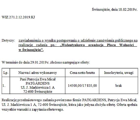 Walentynkowe ozdoby Pl. Wolności za 17.835 zł. brutto!