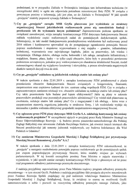 Związkowcy piszą do ministra w sprawie stoczni Gryfia. Padają bardzo poważne pytania