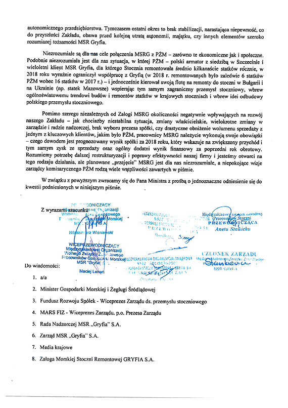 Związkowcy piszą do ministra w sprawie stoczni Gryfia. Padają bardzo poważne pytania