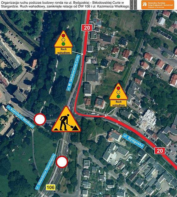 Budowa rond na DK20 w Stargardzie – uwaga na utrudnienia