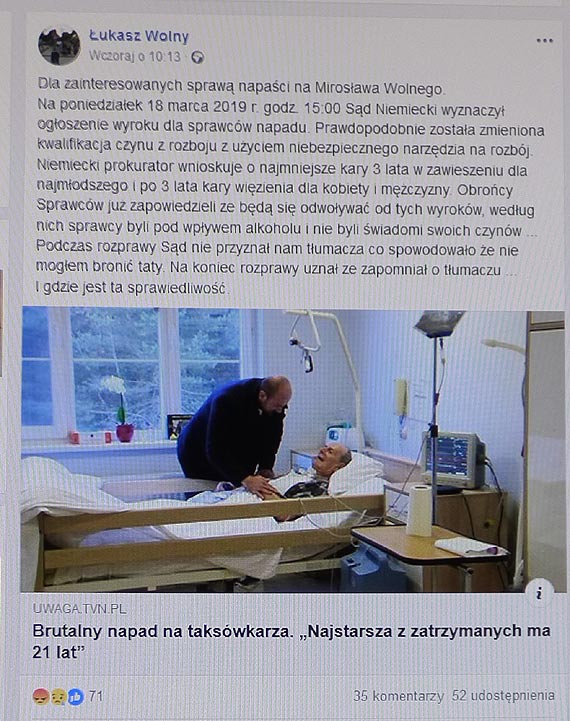 Niemiecki wymiar sprawiedliwoci askawy dla sprawcw napadu na takswkarza ze winoujcia?