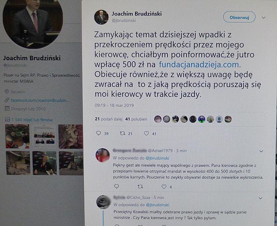 Policja zatrzymaa limuzyn z ministrem Brudziskim!