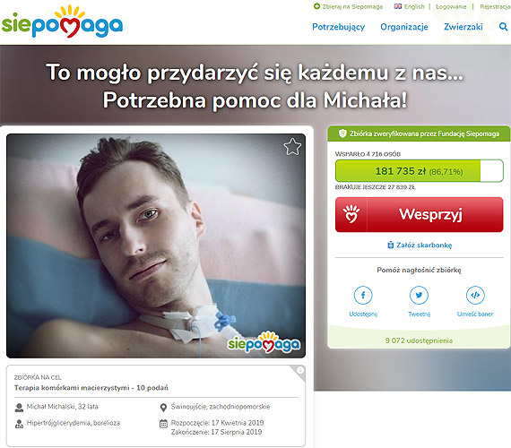 Wspomóżmy Michała przysłowiowym groszem! Zostało już naprawdę niewiele...