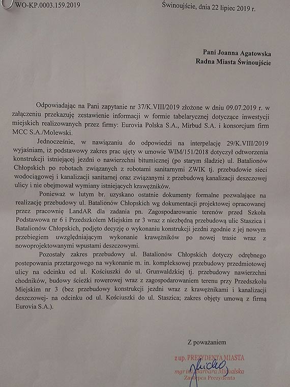 Joanna Agatowska o winoujskich inwestycjach: To s „cuda”