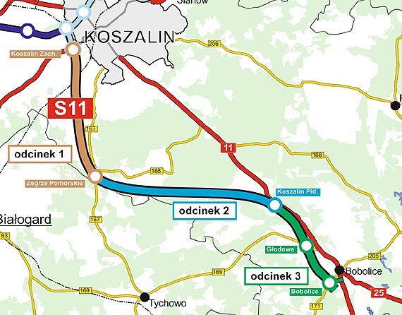 Najkorzystniejsze oferty w przetargach na realizacj odcinkw S11 Koszalin-Bobolice wybrane