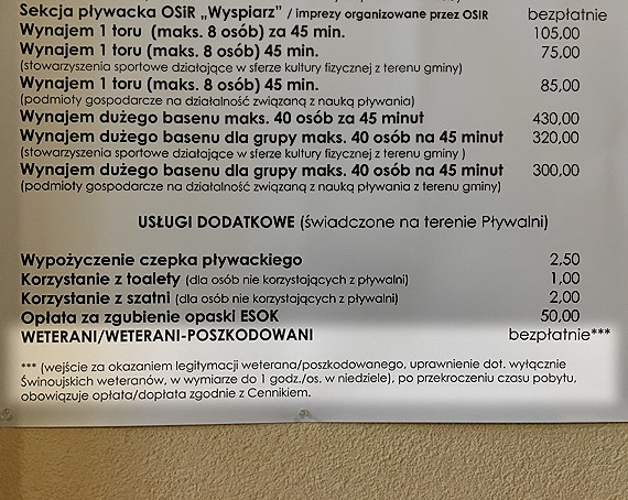 Pywalnia miejska OSiR pamita o winoujskich weteranach