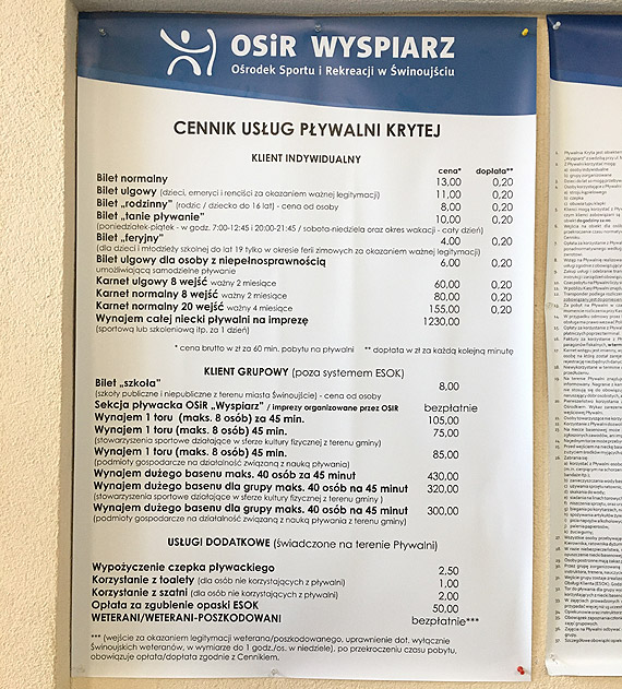 Pływalnia miejska OSiR pamięta o świnoujskich weteranach
