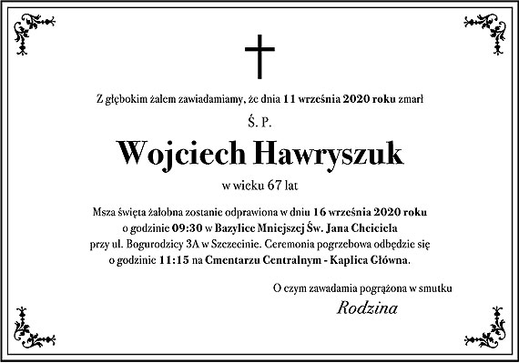 Nie yje „Baca” Wojciech Hawryszuk
