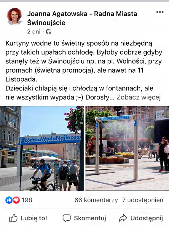 Radna Agatowska proponuje, by w winoujciu powstay kurtyny wodne