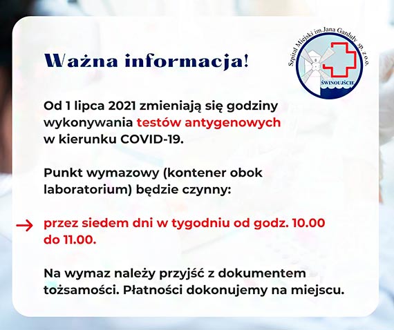 Nowe godziny wykonywania testw antygenowych