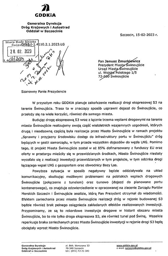 GDDKiA: Miasto winoujcie niestety wycofao si z realizacji odcinka drogi czcego wze LNG z gazoportem oraz obwodnicy Bazy Las